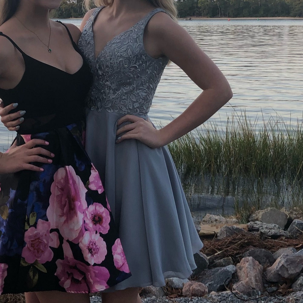 dillards gray/blue homecoming dress